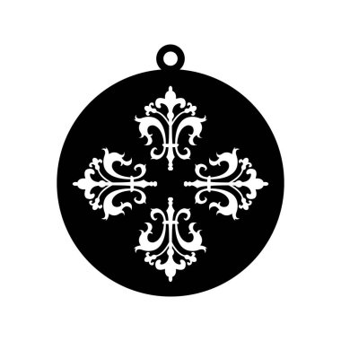 Lazer kesim tasarım siyah ve beyaz Fleur-de-Lis süsleme kolyesi. 9