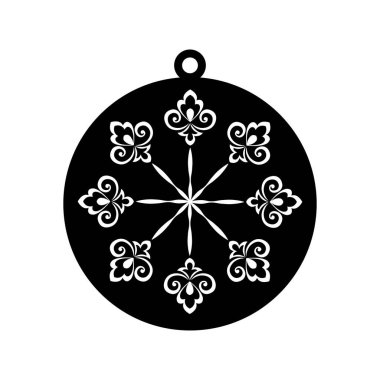 Lasercut Tasarım Siyah ve Beyaz Fleur-de-Lis Süsleme Kolyesi. 52