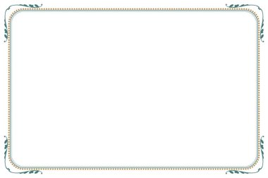 Elements of ornate vintage frames. Border green and gold lines swirls, floral motifs. Design print for greeting cards, wedding invitations, restaurant menu, royal certificates. Set 954