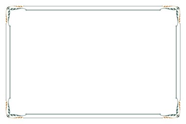 Elements of ornate vintage frames. Border gold and green lines swirls, floral motifs. Design print for greeting cards, wedding invitations, restaurant menu, royal certificates. Set 958