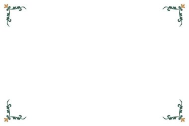 Süslü vintage çerçevelerin elementleri. Sınır yeşili ve altın çizgiler, çiçek motifleri. Tebrik kartları için tasarım baskısı, düğün davetiyeleri, restoran menüsü, kraliyet sertifikaları. 1039 ayarla