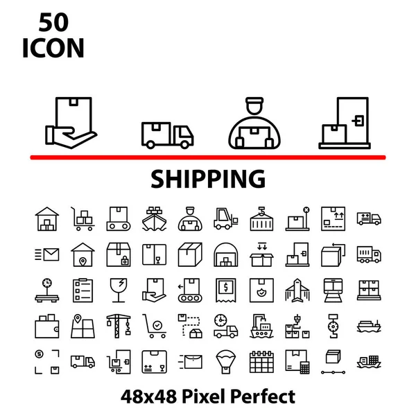 Ícone Linha Fina Definir Design Gráfico Ilustração Vetorial Transporte Adequado — Vetor de Stock