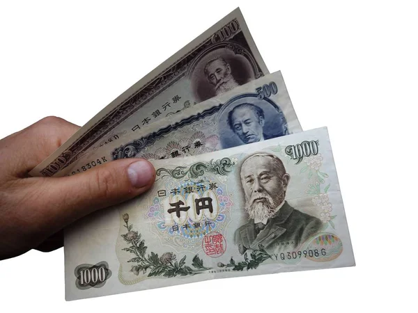 Los Billetes Japoneses 1970 Mano — Foto de Stock