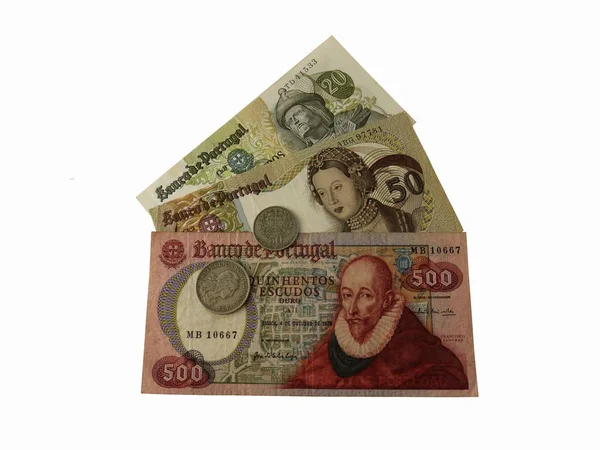 Geld Van Portugal 1960 1970 Geïsoleerd Witte Achtergrond — Stockfoto