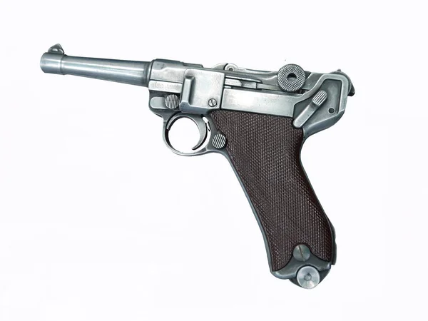 Foto Luger Pistol Isolerad Vit Bakgrund — Stockfoto