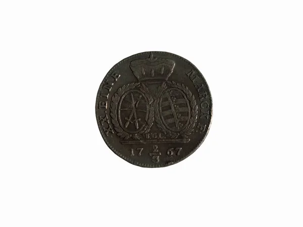 Foto Saxon Coin Thaler 1767 Isolerad Vit Bakgrund — Stockfoto