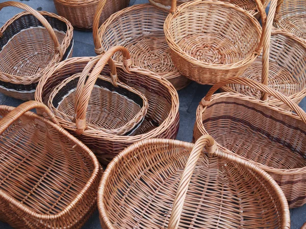 Photo Many Baskets Willow Twigs — Stock Photo, Image