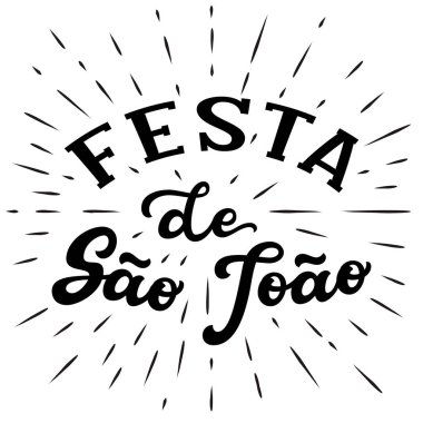 Festa de Sao Joao (St John's tatil) yazı poster. Haziran tatil Portekiz. Elle çizilmiş tipografi metin. Vektör hat
