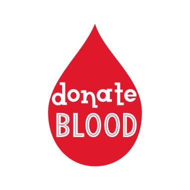 Kan poster kırmızı kan damlası ile bağış yapın. Elle çizilmiş tipografi metin afiş, davetiye, el ilanları için yazı. Vektör hat