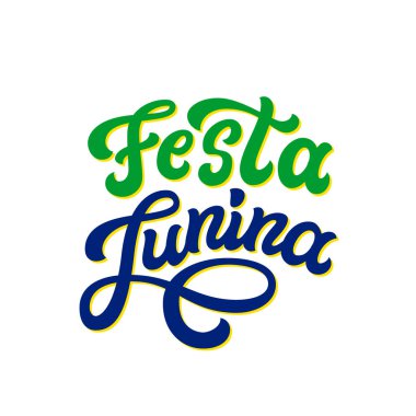 Festa Junina yazı poster. Haziran tatil Brezilya. Elle çizilmiş tipografi metin. Vektör hat