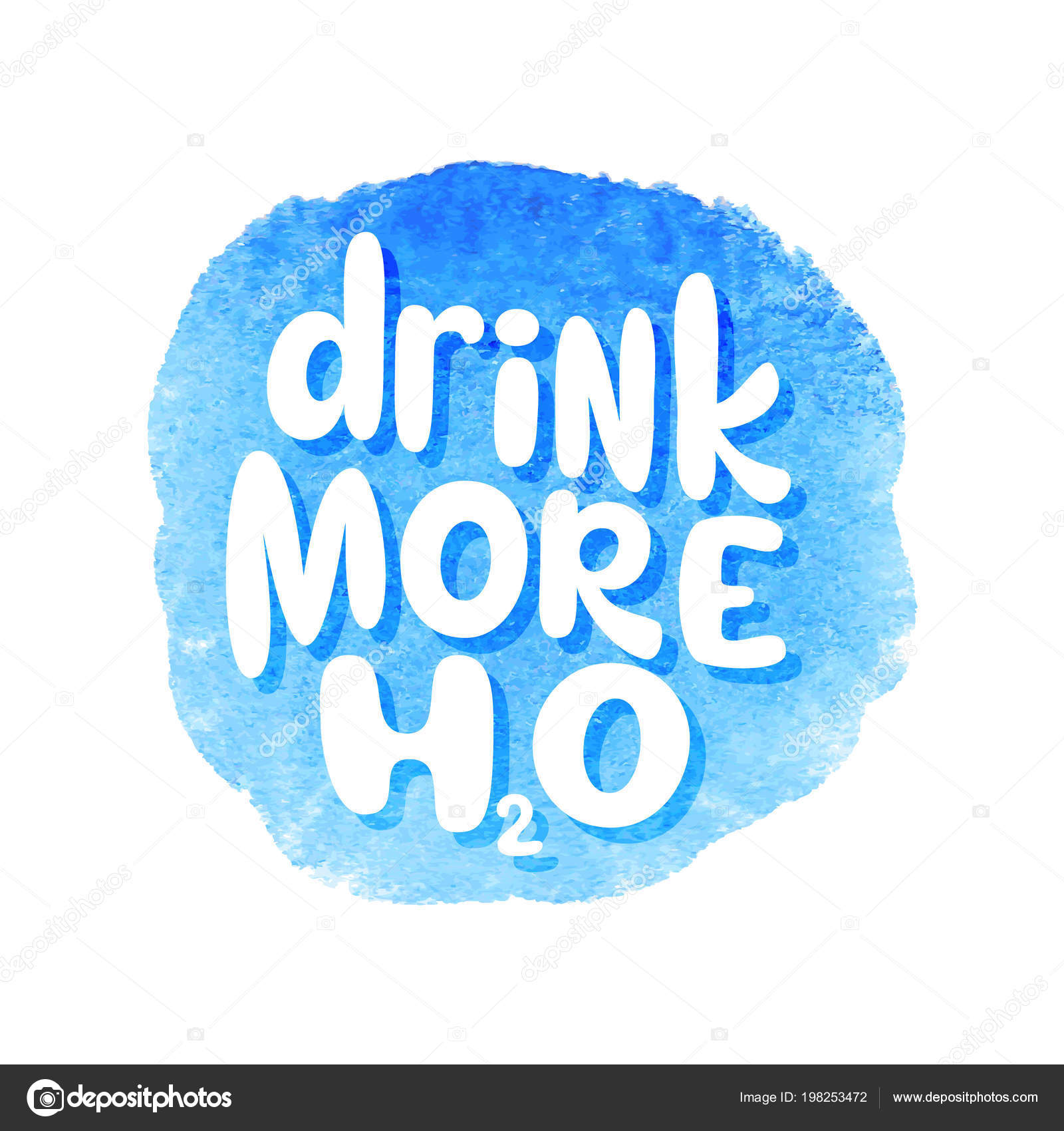 Drink More Water Hand Drawn Typography Slogan Watercolor