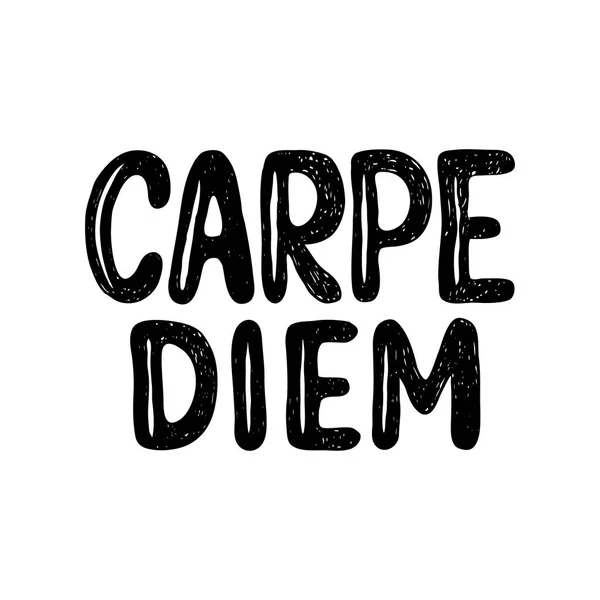 Hand Lettering Typography Poster Inspirational Quote Carpe Diem Latin Translation — Stock Vector