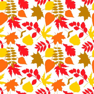 Fall ile Seamless modeli bırakır. Vektör arka plan, ambalaj kağıdı, kartları, posterler, ev dekorasyonu vb için mevsimlik doku 