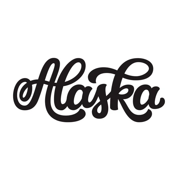 Alaska Nome Stato Americano Disegnato Mano Isolato Sfondo Bianco Calligrafia — Vettoriale Stock