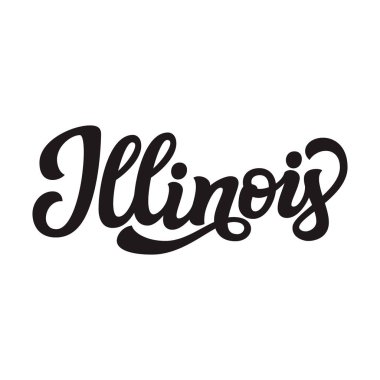Illinois. Elle çizilmiş bize beyaz arka plan üzerinde izole adını söyle. Modern parşomen posterler, kartları, tişörtleri, Hatıra Eşyası, etiketleri için. Vektör yazı tipografi