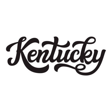 Kentucky. Elle çizilmiş bize beyaz arka plan üzerinde izole adını söyle. Modern parşomen posterler, kartları, tişörtleri, Hatıra Eşyası, etiketleri için. Vektör yazı tipografi