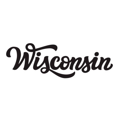 Wisconsin. Elle çizilmiş bize beyaz arka plan üzerinde izole adını söyle. Modern parşomen posterler, kartları, tişörtleri, Hatıra Eşyası, etiketleri için. Vektör yazı tipografi