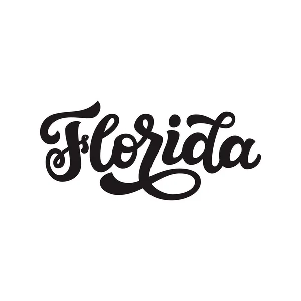 Florida Nome Stato Americano Disegnato Mano Isolato Sfondo Bianco Calligrafia — Vettoriale Stock