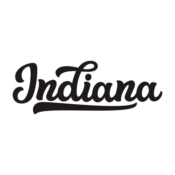 Indiana Nome Stato Americano Disegnato Mano Isolato Sfondo Bianco Calligrafia — Vettoriale Stock