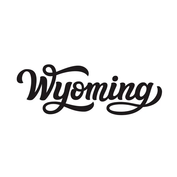 Wyoming Ručně Kreslenou Nás Uveďte Jméno Izolovaných Bílém Pozadí Moderní — Stockový vektor