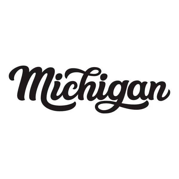 Michigan Ručně Kreslenou Nás Uveďte Jméno Izolovaných Bílém Pozadí Moderní — Stockový vektor