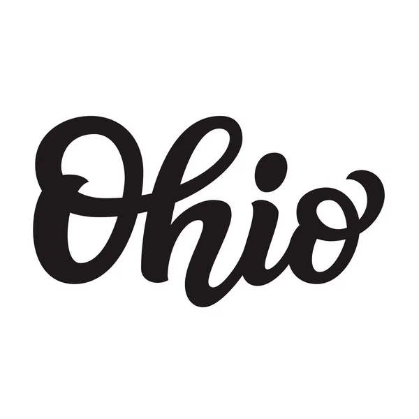 Ohio Nome Stato Americano Disegnato Mano Isolato Sfondo Bianco Calligrafia — Vettoriale Stock