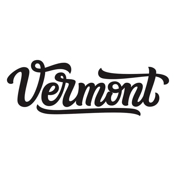 Vermont Elle Çizilmiş Bize Beyaz Arka Plan Üzerinde Izole Adını — Stok Vektör