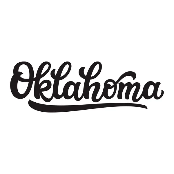 Oklahoma Nome Estado Dos Eua Desenhado Mão Isolado Fundo Branco — Vetor de Stock