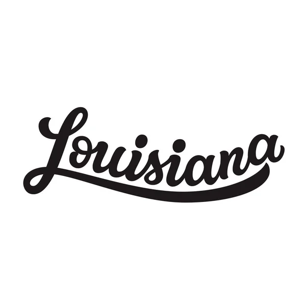 Luisiana Nombre Estado Estadounidense Dibujado Mano Aislado Sobre Fondo Blanco — Vector de stock