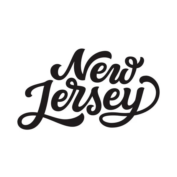 New Jersey Ručně Kreslenou Nás Uveďte Jméno Izolovaných Bílém Pozadí — Stockový vektor