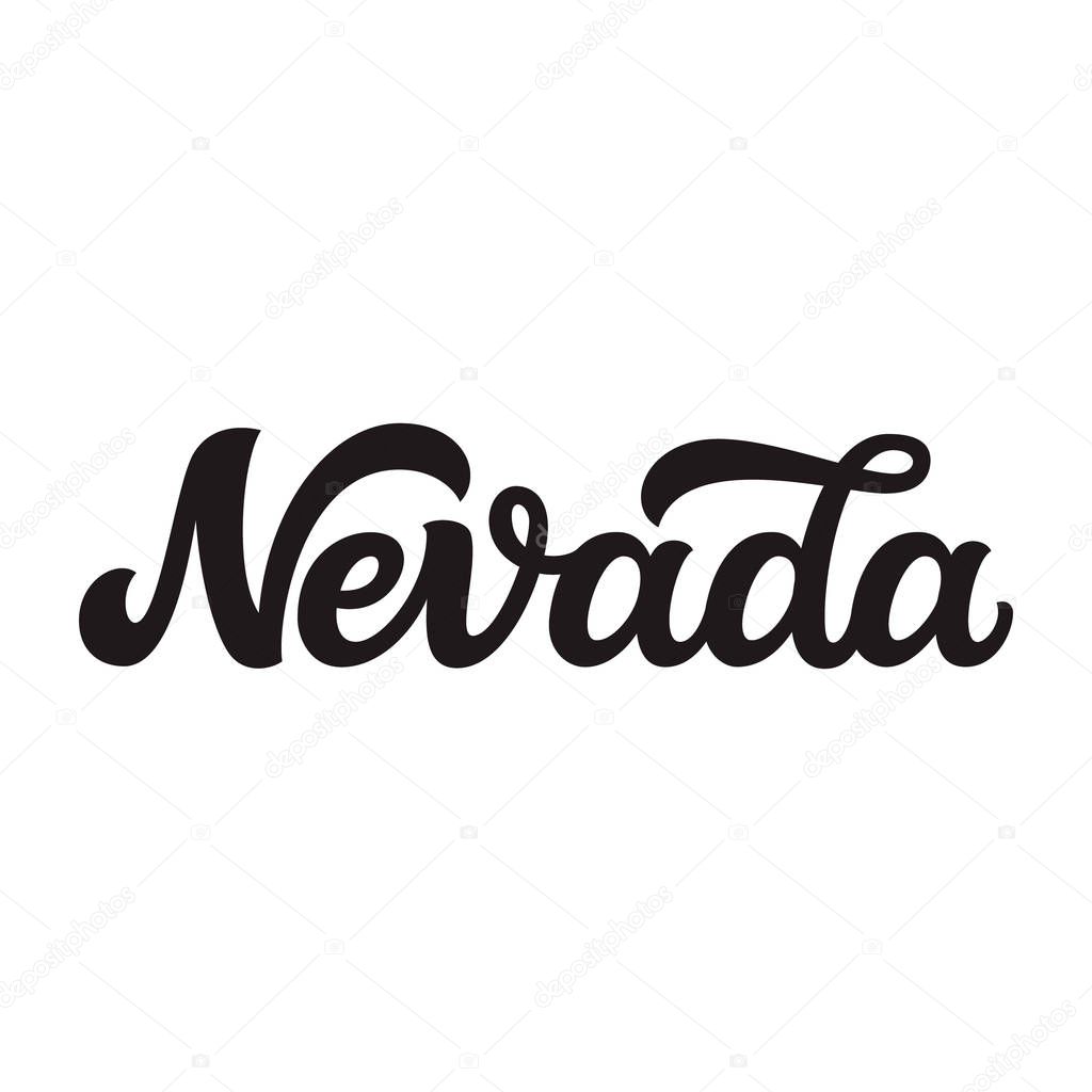Nevada. Hand drawn US state name isolated on white background. Modern calligraphy for posters, cards, t shirts, souvenirs, stickers. Vector lettering typography