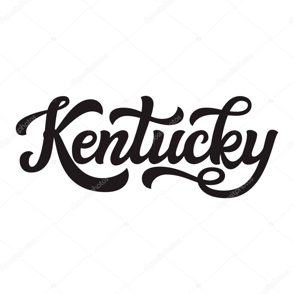 Kentucky. Hand drawn US state name isolated on white background. Modern calligraphy for posters, cards, t shirts, souvenirs, stickers. Vector lettering typography