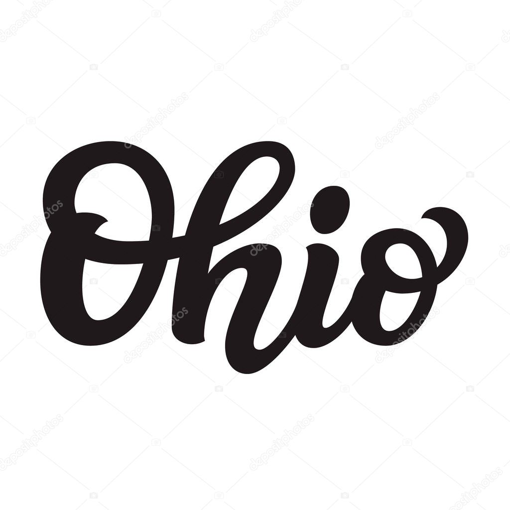 Ohio. Hand drawn US state name isolated on white background. Modern calligraphy for posters, cards, t shirts, souvenirs, stickers. Vector lettering typography
