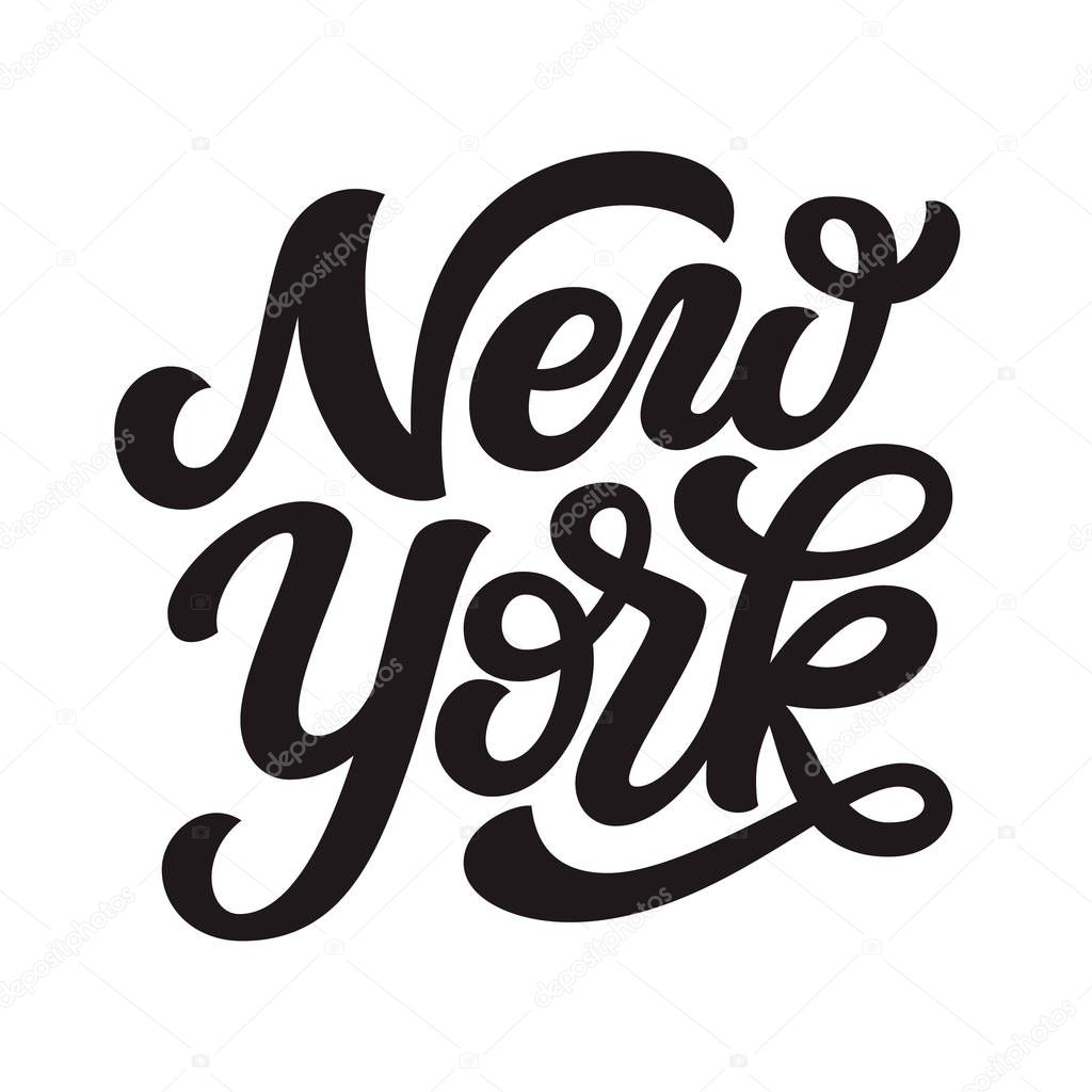 New York. Hand drawn US state name isolated on white background. Modern calligraphy for posters, cards, t shirts, souvenirs, stickers. Vector lettering typography