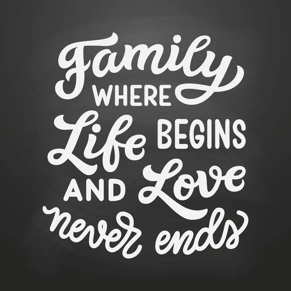 Familia donde la vida comienza y el amor nunca termina — Vector de stock