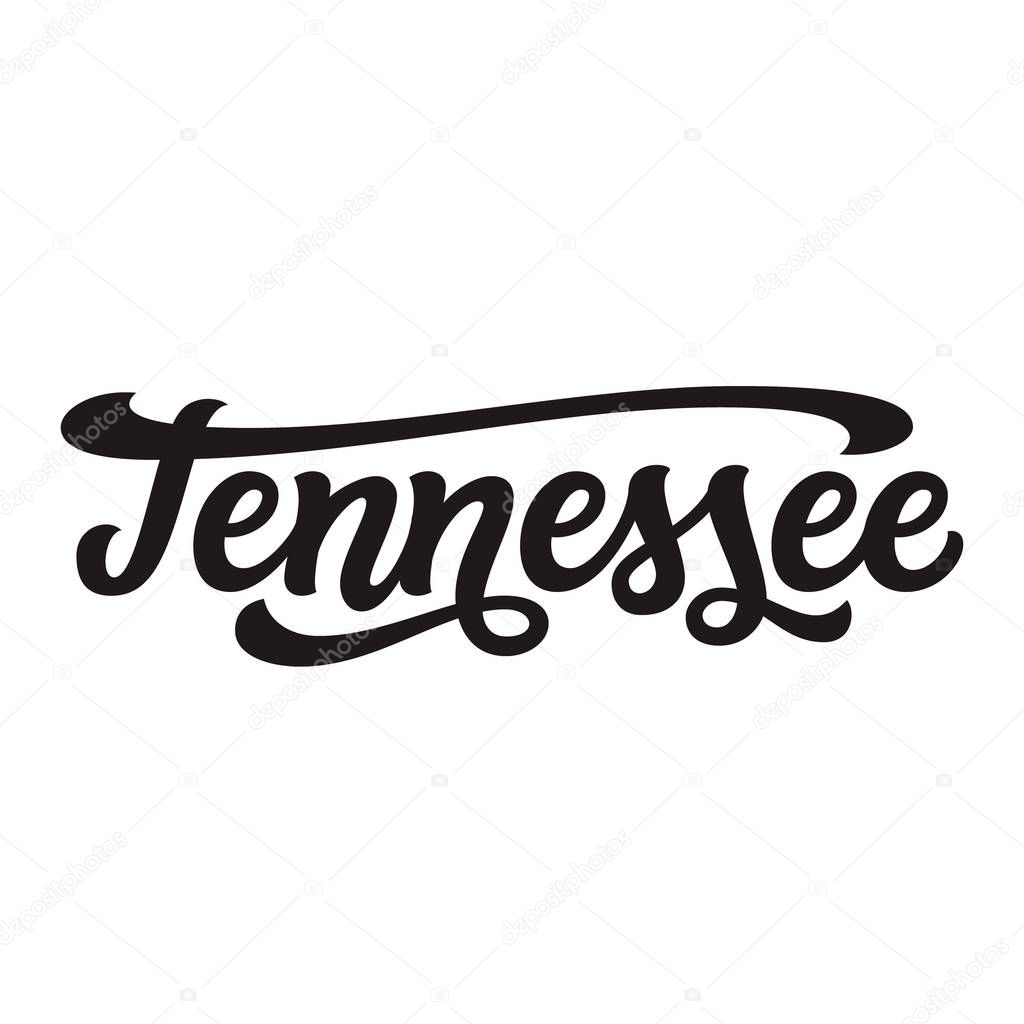 Tennessee. Hand drawn US state name isolated on white background. Modern calligraphy for posters, cards, t shirts, souvenirs, stickers. Vector lettering typography