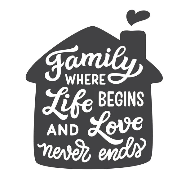 Family where life begins and love never ends — Stock Vector