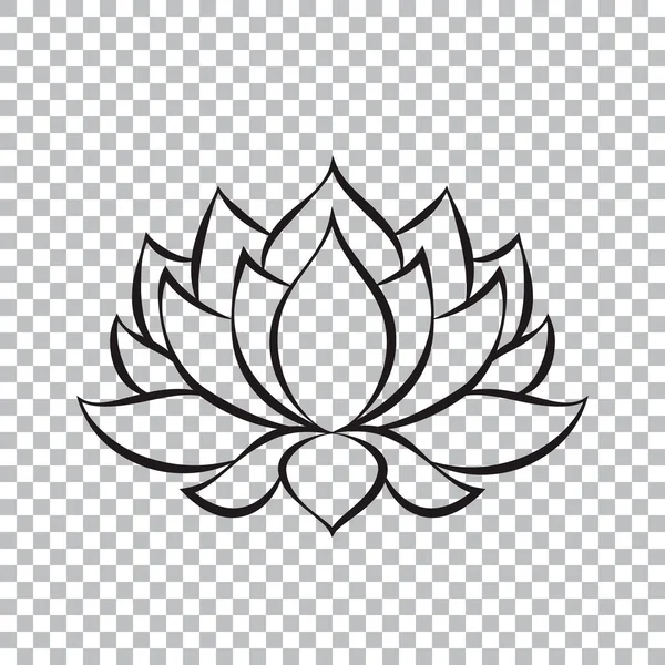 Lotus Flower Black Silhouette Transparent Background Vector Outline Illustration Tattoo — Stock Vector
