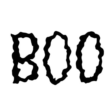 Yuh! Beyaz arka planda izole edilmiş dalgalı siyah yazılar. Cadılar Bayramı parti dekorasyonları, tişörtler, posterler, afişler, kartlar, çıkartmalar için vektör tipografisi