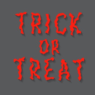 Şeker mi şaka mı? El yazısı dalgalı mesaj. Cadılar Bayramı parti dekorasyonları, tişörtler, posterler, afişler, kartlar, çıkartmalar için vektör tipografisi