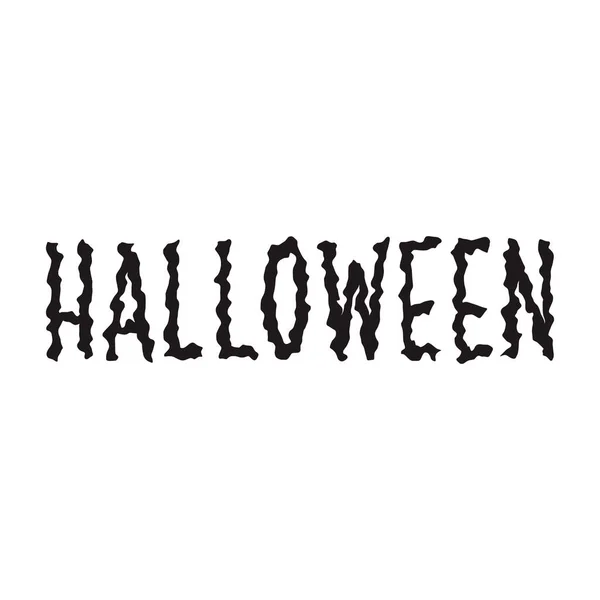 Halloween Letras Mano Texto Negro Ondulado Aislado Sobre Fondo Blanco — Vector de stock