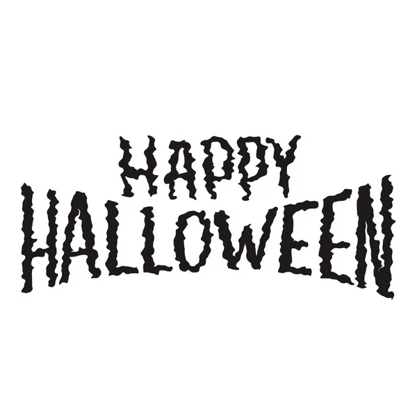 Frohes Halloween Handschrift Wellenförmigen Schwarzen Text Isoliert Auf Weißem Hintergrund — Stockvektor