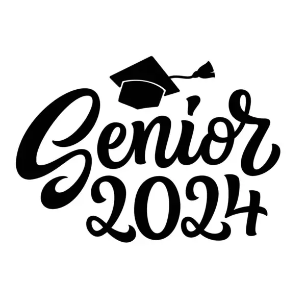 Senior 2024 Ručně Psaný Text Izolovaný Bílém Pozadí Vektorová Typografie Stock Vektory