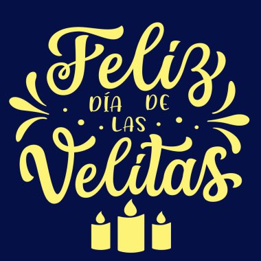 İspanyolca küçük mum günü. Karanlık bir arka planda el yazısı. Posterler, kartlar, tatil dekorları, süsler için vektör tipografisi