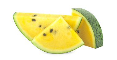 Beyaz arkaplanda izole edilmiş sarı karpuz