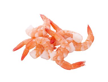 Kaynamış karides beyaz arkaplanda izole edildi