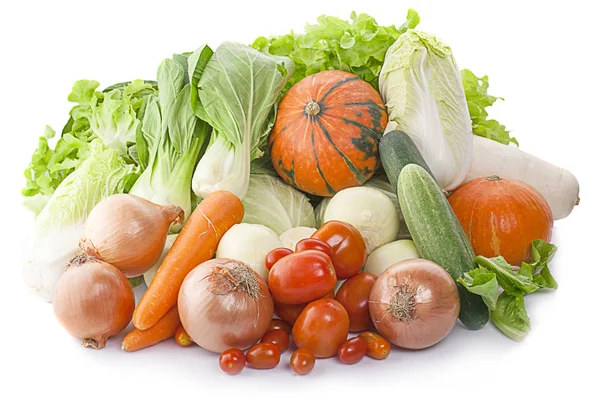 Composition Variety Raw Organic Vegetables Fruits Balanced Diet — Stock Photo, Image