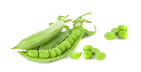 Guisantes Verdes Frescos Aislados Sobre Fondo Blanco — Foto de Stock