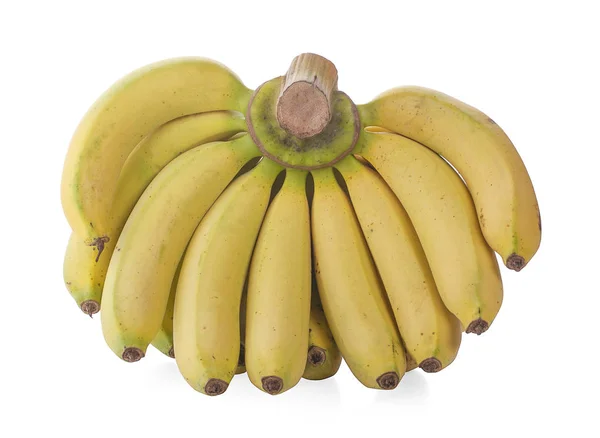 Plátanos Aislados Blanco Frutas Jugosas Maduras Amarillas Aisladas Sobre Fondo — Foto de Stock