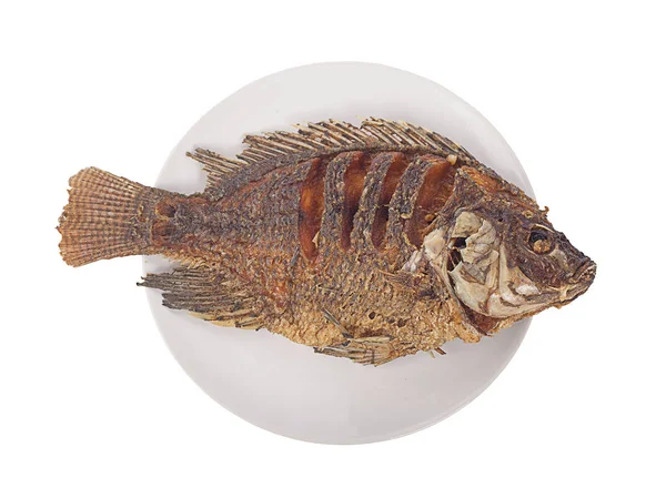 Fried Tilapia Fish Fried Isolated White Background — Stock Photo, Image